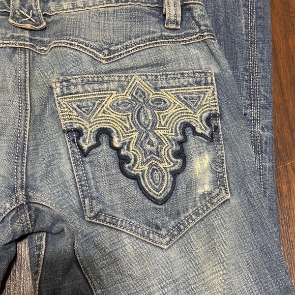 ANTIK DENIM JEANS Vintage 90s Y2K Fashion  embroidered back pocket size 28 EUC - Picture 12 of 16